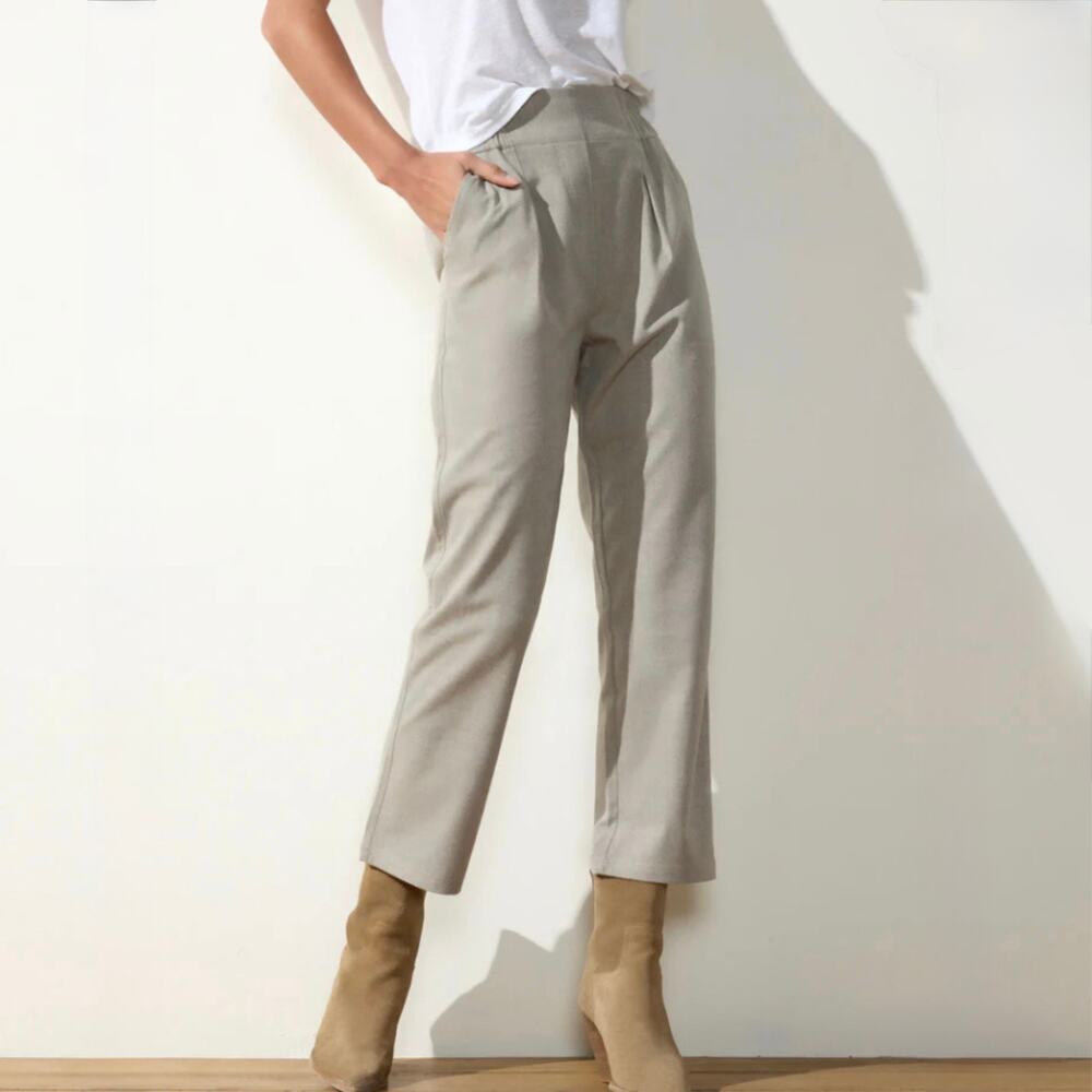 Brochu Walker Fiera Pant Pull On Pleated Tapered Crop Whisper Melange Grey Med